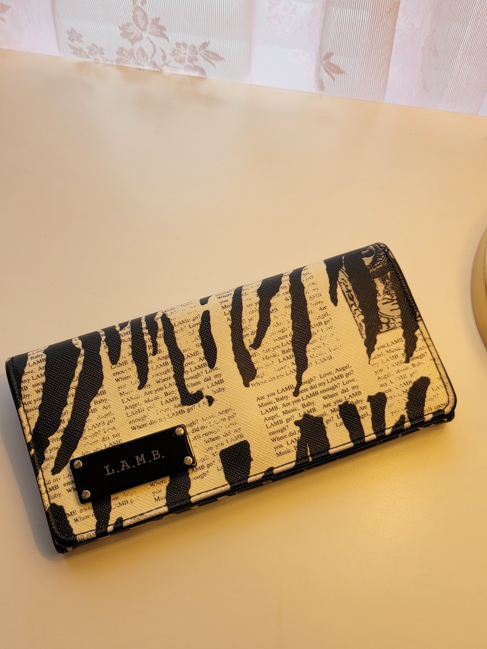L.A.M.B. Black & White Zebra Print Wallet